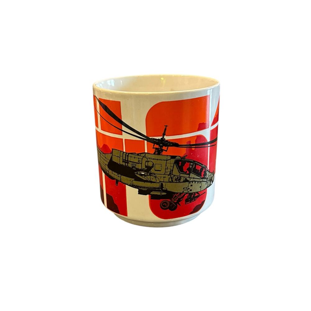 Vintge 80s McDonnell Douglas AH-64 Apache Attack Helicopter Military Ceramic Mug